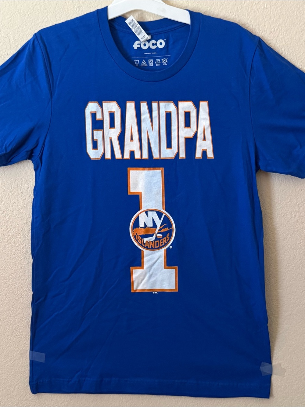 FOCO NHL New York Islanders Blue Grandpa #1 T-Shirt Hockey Size M NWOT